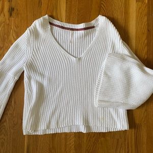 white Flare Sleeve Sweater